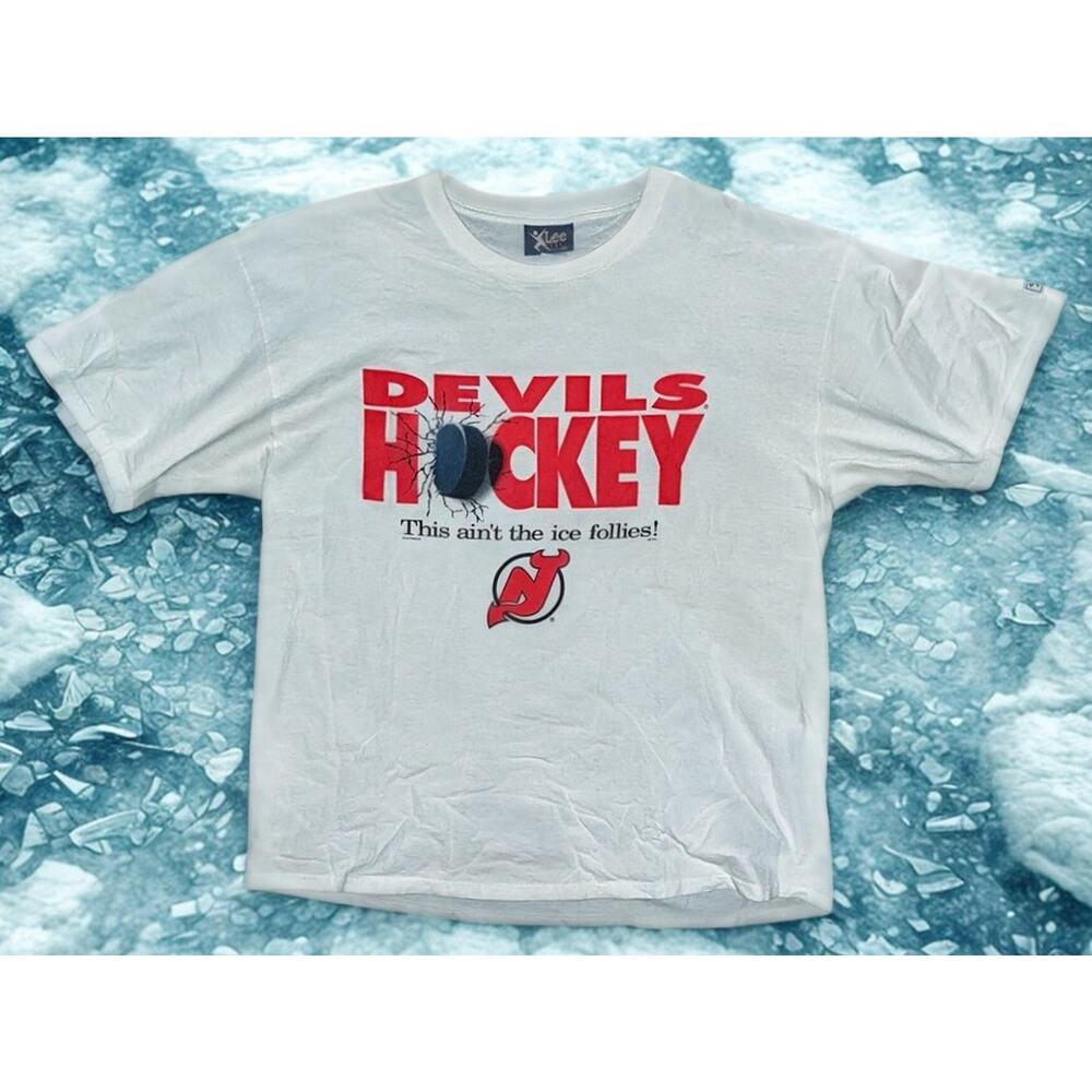 New Jersey Devils “This Ain’t The Ice Follies!” Lee Sport Shirt Sz. 2XL NHL Vtg